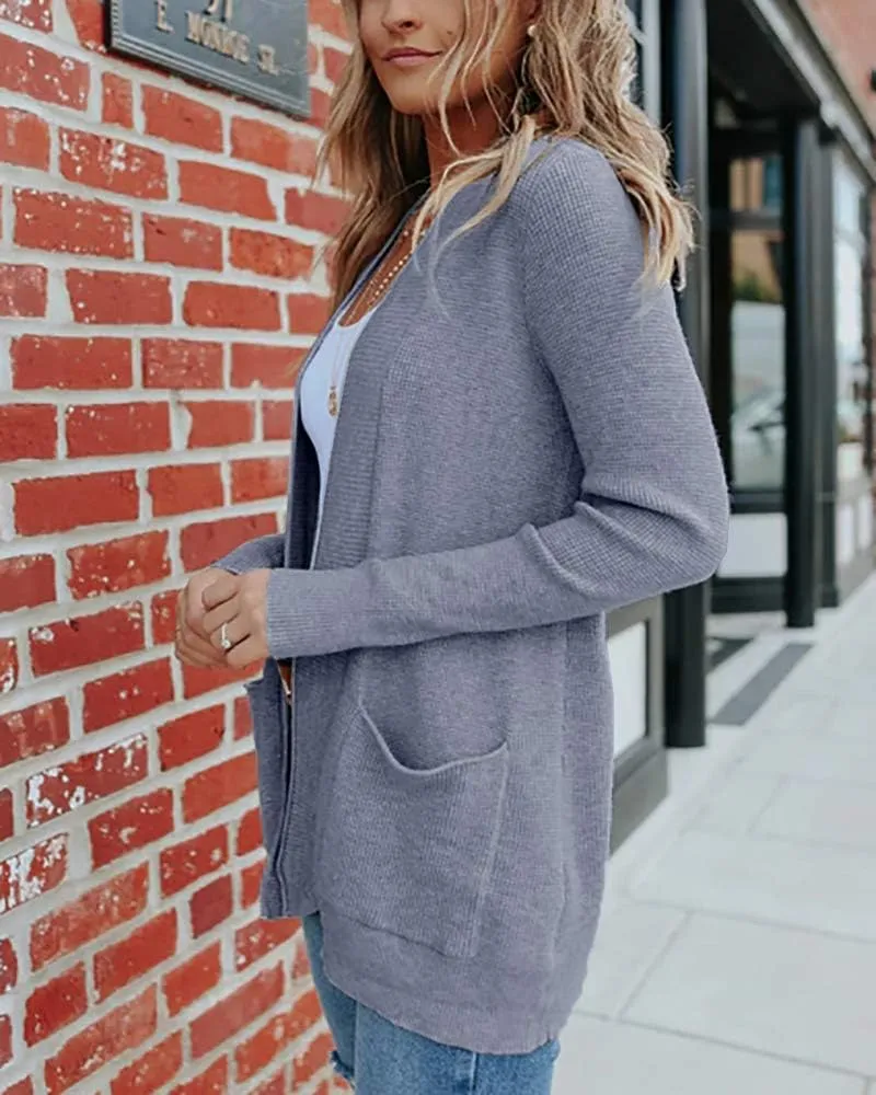 imesrun Womens Open Front Cardigans Casual Long Sleeve Classic Knit Sweater Outerwear with Pockets