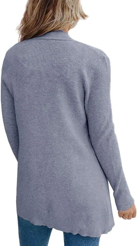 imesrun Womens Open Front Cardigans Casual Long Sleeve Classic Knit Sweater Outerwear with Pockets