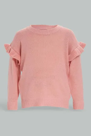 Infant Girls Pink Solid Knit Pullover