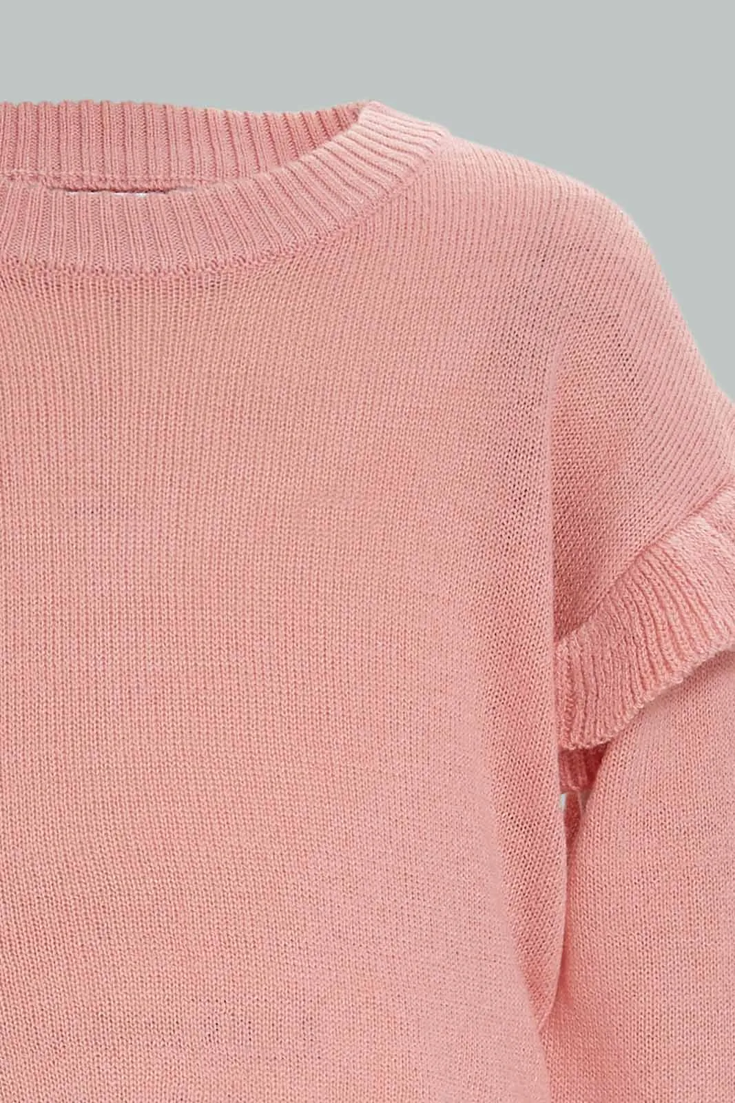 Infant Girls Pink Solid Knit Pullover