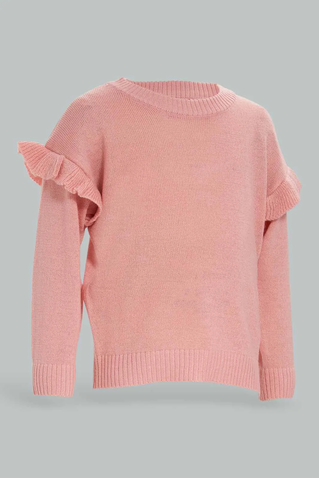 Infant Girls Pink Solid Knit Pullover