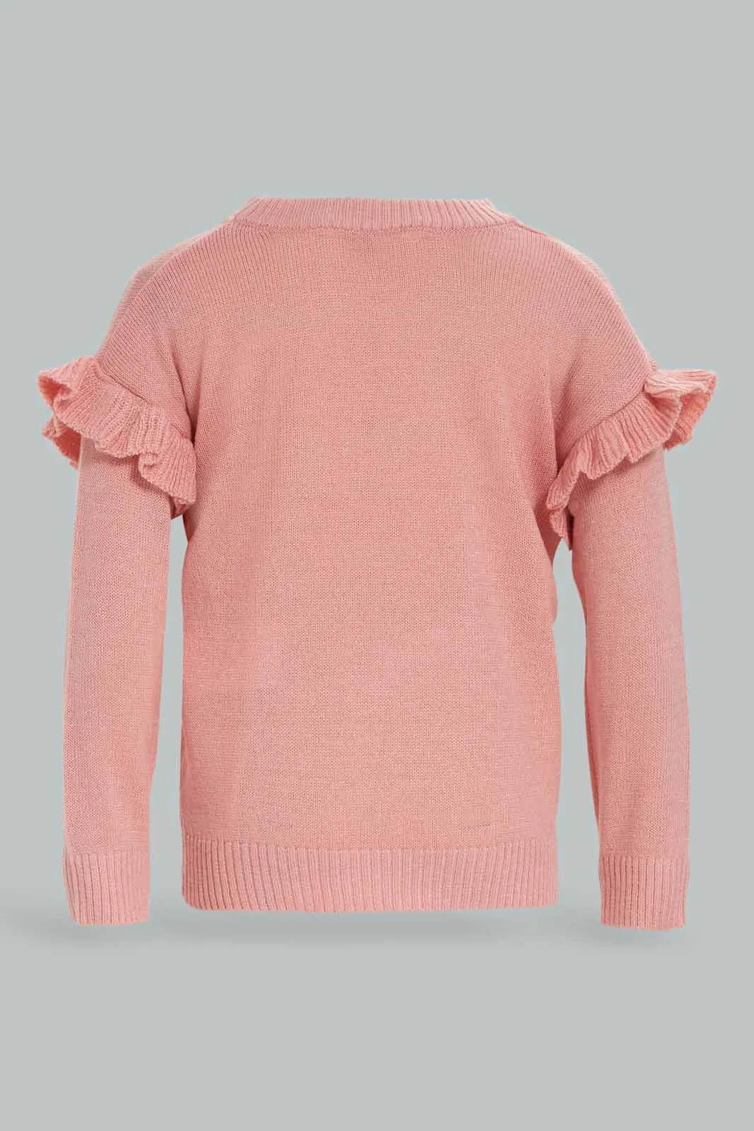 Infant Girls Pink Solid Knit Pullover