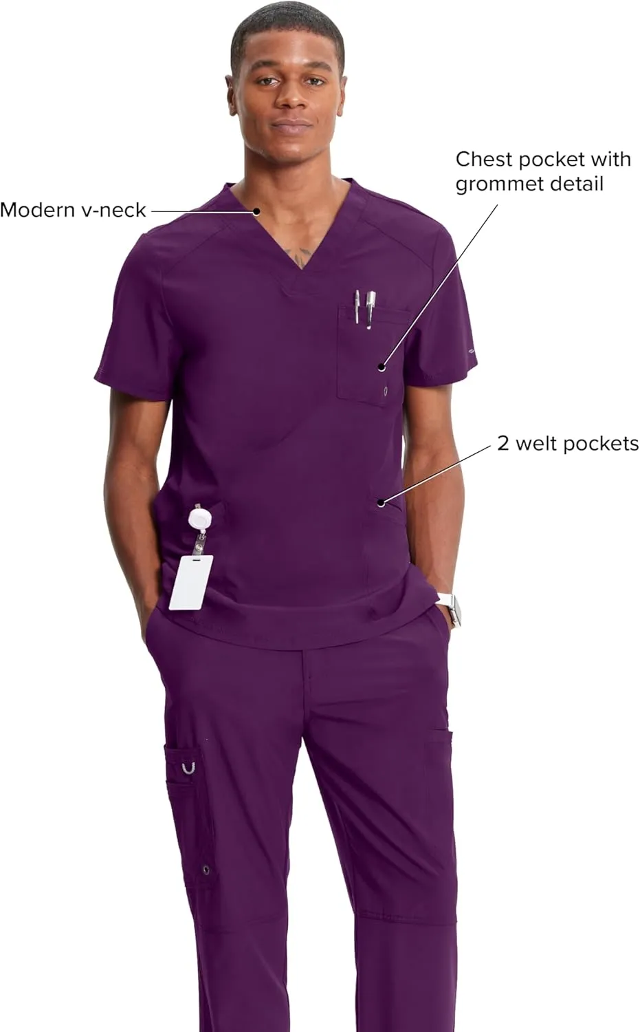 Infinity Cherokee V- Neck Men's Scrub Top with Rib Knit Back Panels CK900A