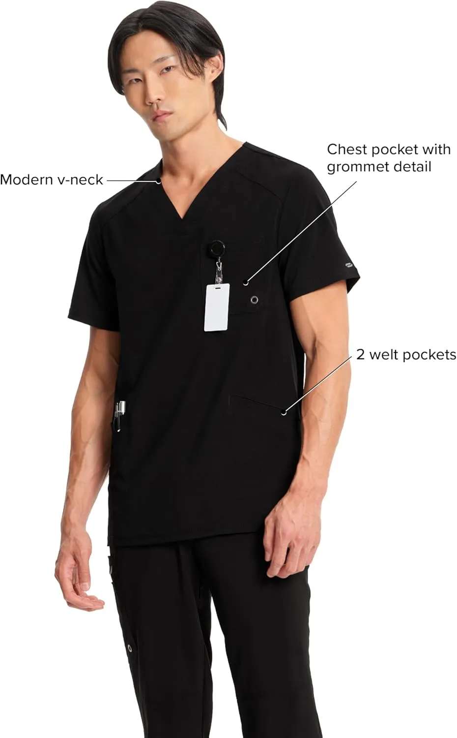 Infinity Cherokee V- Neck Men's Scrub Top with Rib Knit Back Panels CK900A