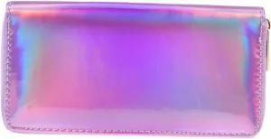 Iridescent Purses for Women Long Sparkling Wallet Zippered Coin Purse for Paper Compact Stylish