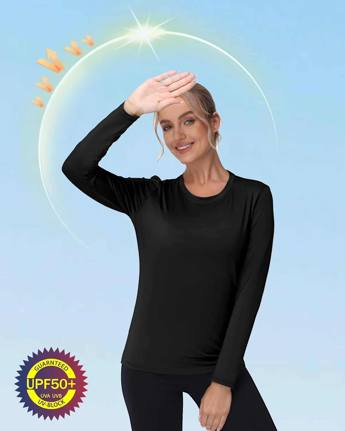 isnowood Women's Sun Protection Long Sleeve Shirts, UPF 50  UV Swim Rash Guard Shirt, Lightweight Workout Hiking Running Tops