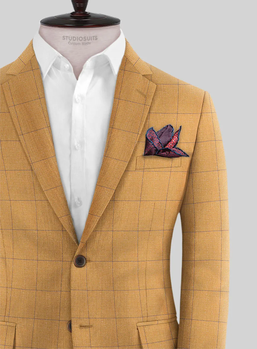 Italian Murano Cimio Mustard Wool Linen Silk Suit