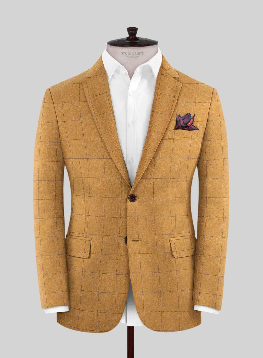 Italian Murano Cimio Mustard Wool Linen Silk Suit