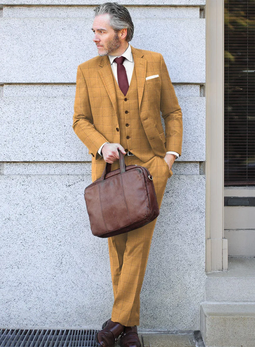 Italian Murano Cimio Mustard Wool Linen Silk Suit