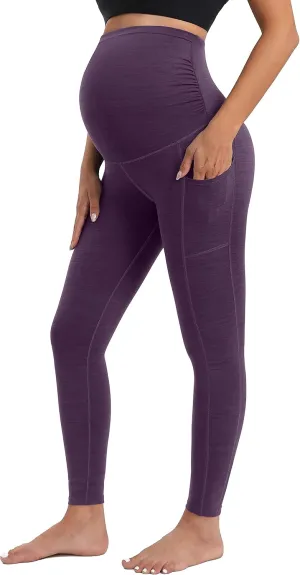 IUGA Maternity Leggings Over The Belly Buttery Soft Maternity Yoga Pants with Pockets Pregnancy Leggings for Women Activewear