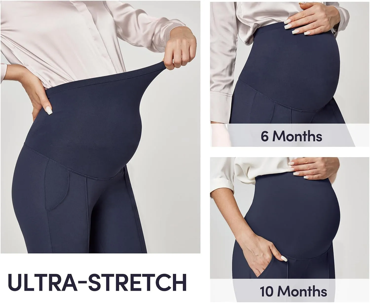 IUGA Soft Maternity Pants Over The Belly with Pockets Stretchy Maternity Clothes for Work Pregnancy Flare Maternity Leggings