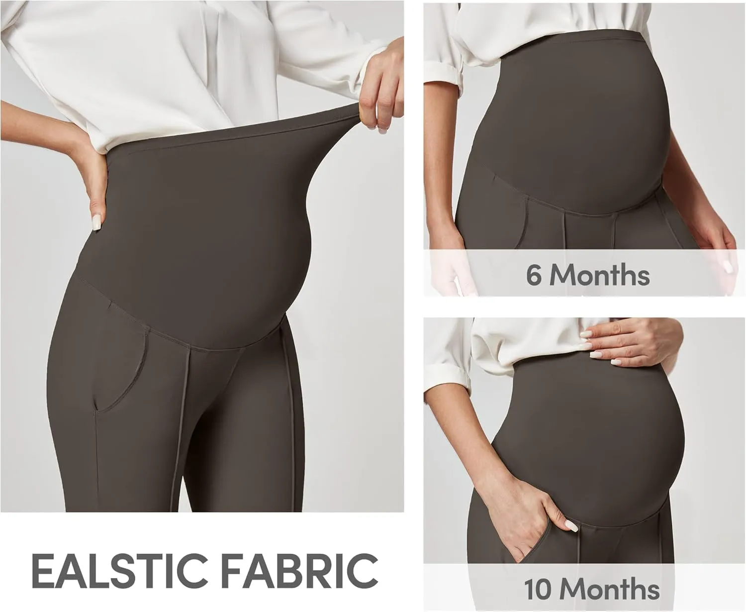 IUGA Soft Maternity Pants Over The Belly with Pockets Stretchy Maternity Clothes for Work Pregnancy Flare Maternity Leggings