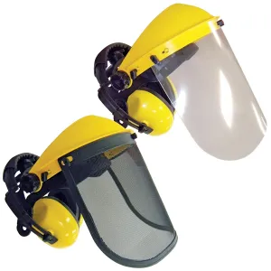JakMax Face Shield with Ear Muffs, Clear/Mesh Visors BRG6572, JM173