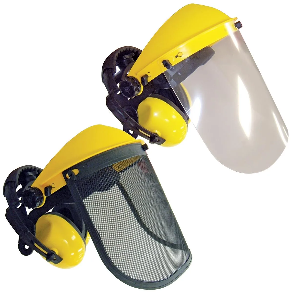 JakMax Face Shield with Ear Muffs, Clear/Mesh Visors BRG6572, JM173