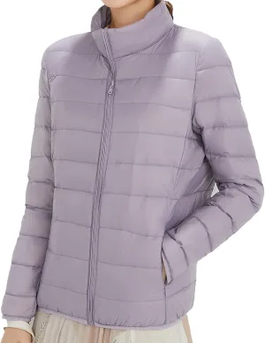 JEKE-DG Womens Packable Down Down Jacket Lightweight Long-Sleeve Puffer Jacket Winter Short Zip Puffer Coat