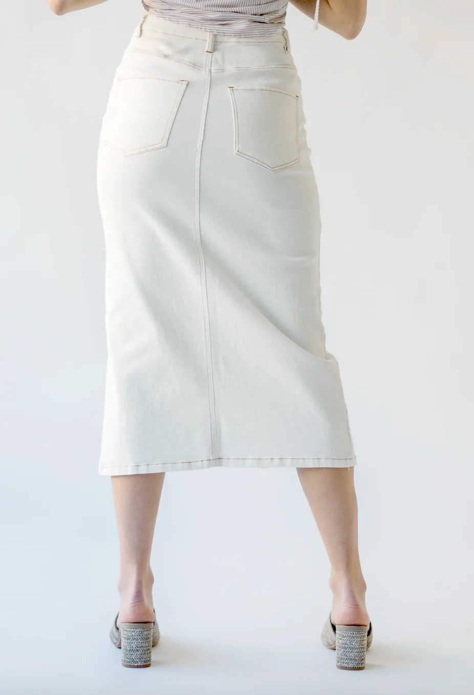 kelsey denim midi skirt