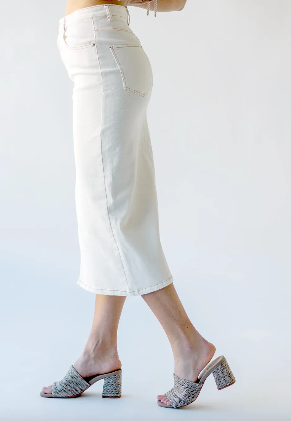 kelsey denim midi skirt