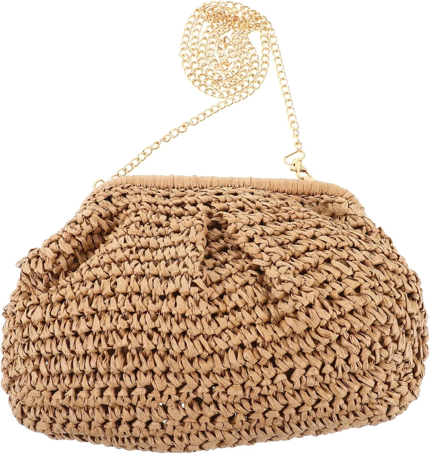 KESYOO Woven Shoulder Bag Stylish Handbag Casual Beach Bag Lightweight Crossbody Purse