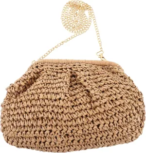 KESYOO Woven Shoulder Bag Stylish Handbag Casual Beach Bag Lightweight Crossbody Purse