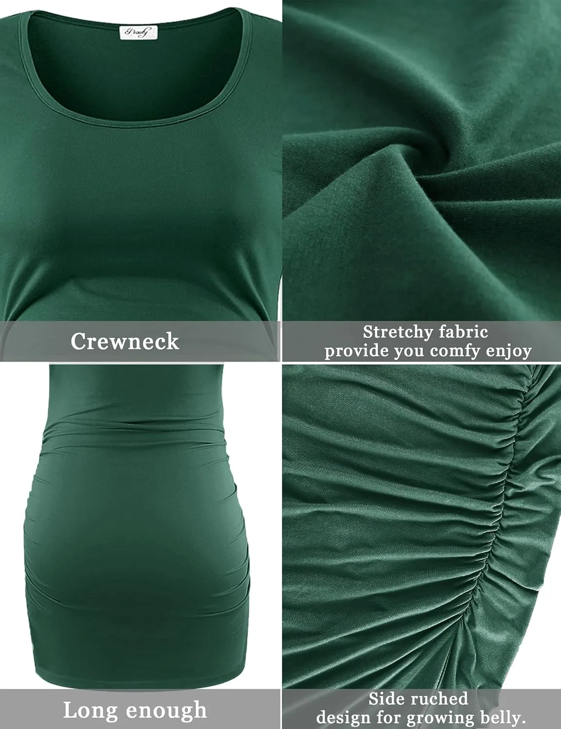 KIM S Maternity Shirts, 3 Packs Maternity Shirt Side Ruched Maternity Tops Casual Pregnancy Maternity-Clothes