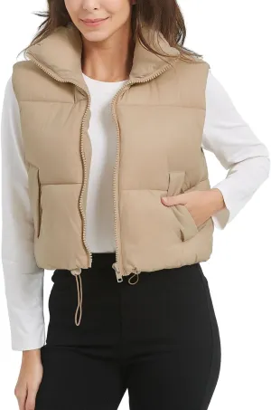 Kissonic Womens Winter Cropped Puffer Vest Sleeveless Padded Lightweight Puffy Vest with Pockets