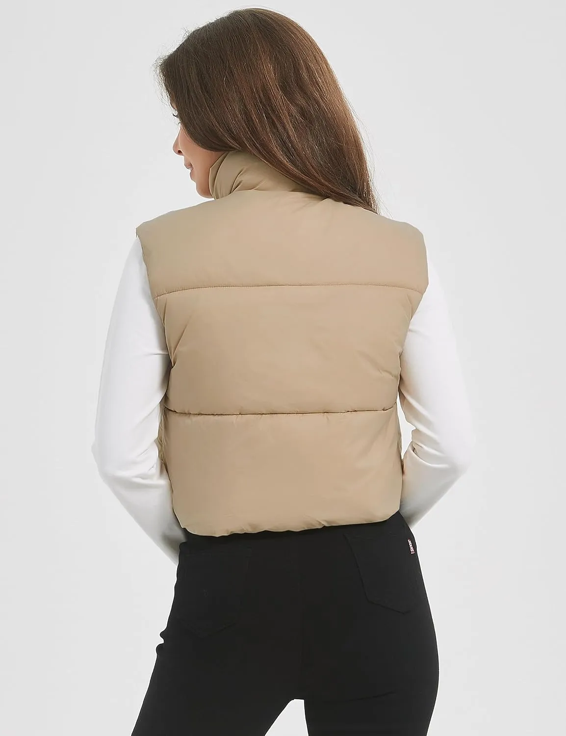Kissonic Womens Winter Cropped Puffer Vest Sleeveless Padded Lightweight Puffy Vest with Pockets