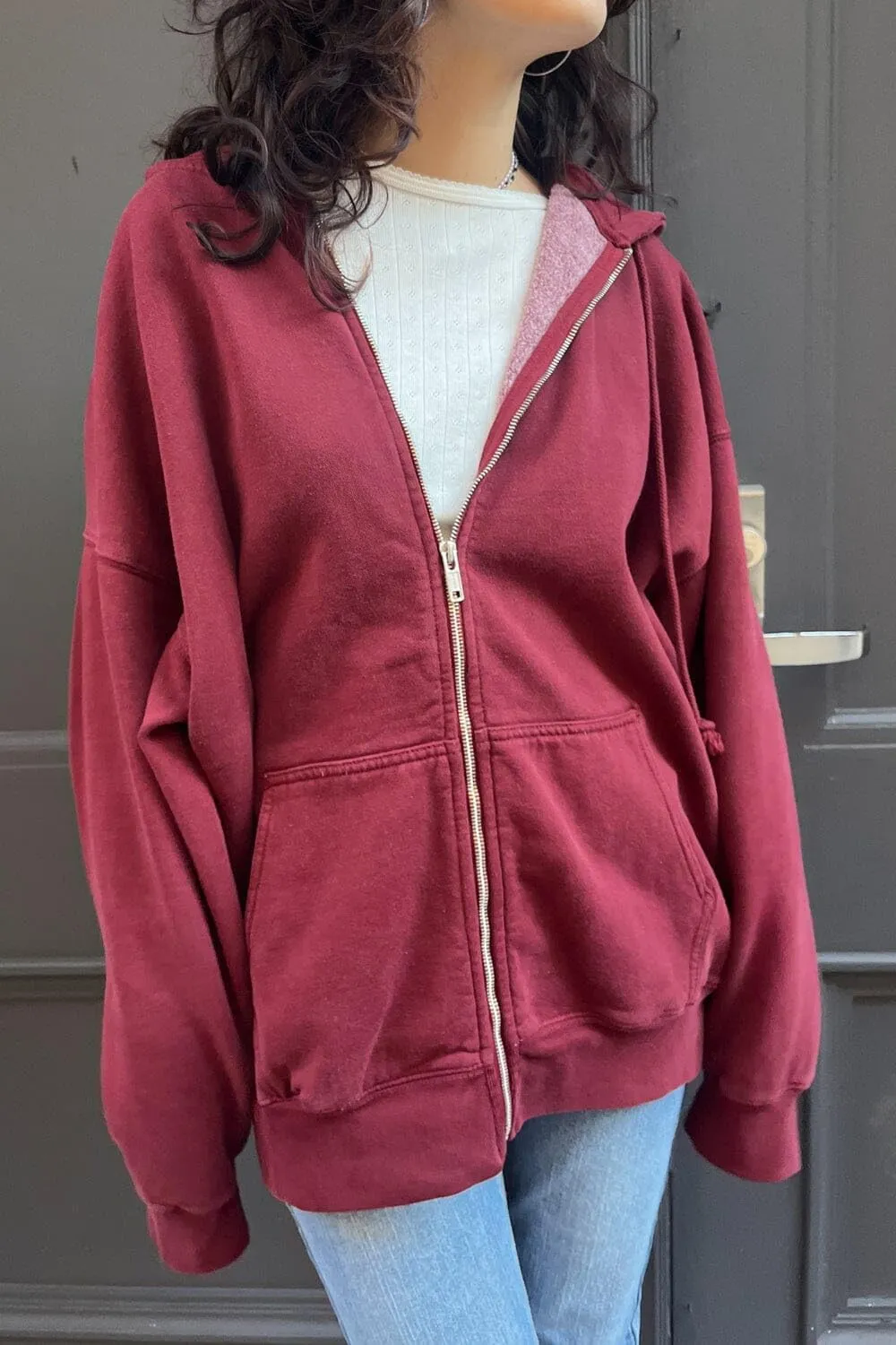 KMBANGI Women Y2k Oversized Zipper Hoodie with Pockets Loose Zip Up Sweatshirts Hooded Jacket Harajuku Trendy Streetwear