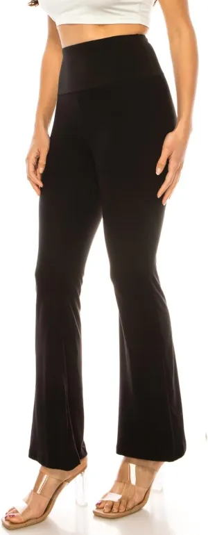 LA12ST High Waisted Yoga Flare Leggings for Women Tummy Control Printed Palazzo Pants Buttery Soft Bell Bottom Pants