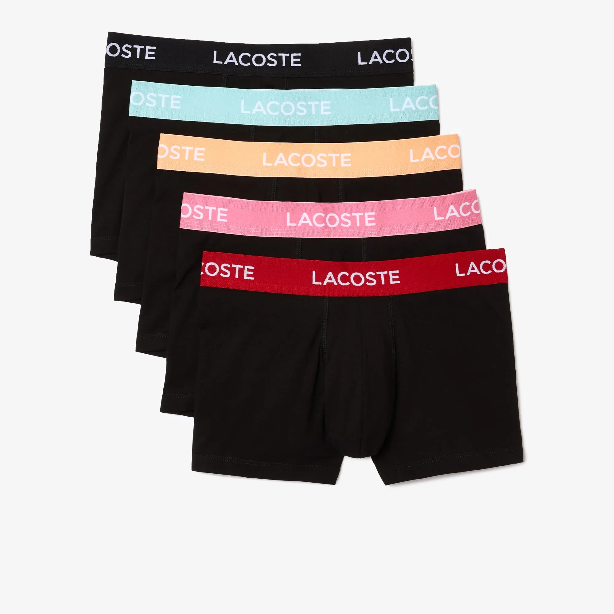 Lacoste 5 Pack Cotton Stretch Trunk - Black/Pastille Mint/Lighthouse Red/Ledge-Reseda /Light Orange
