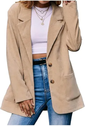 Ladyful Womens Lapel Corduroy Blazer Jacket Dressy Casual Business Suit Jacket Fall Trendy Work Outerwear