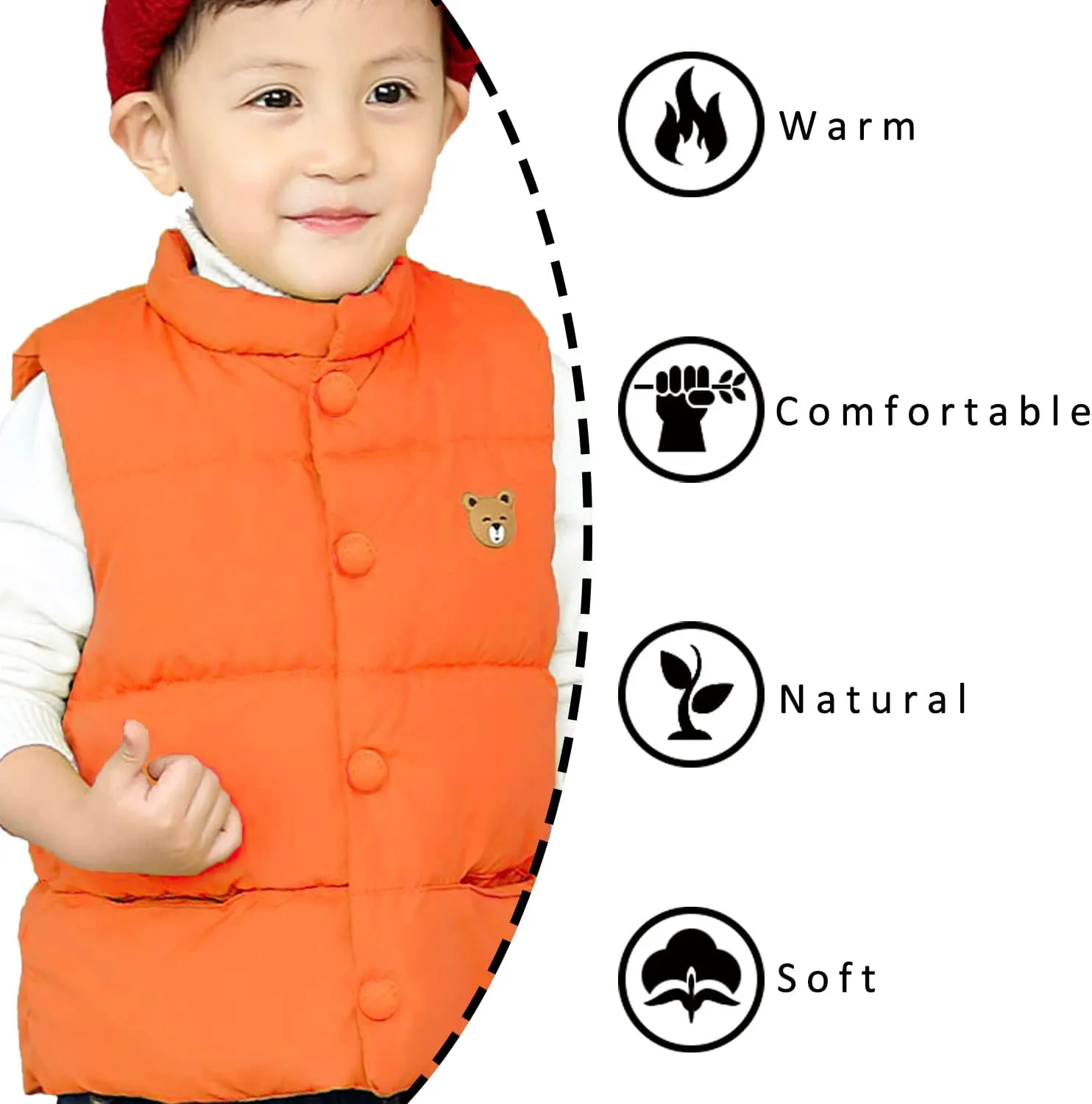LANDUNSI Baby Boys Girls Puffer Vest Winter Warm Lightweight Toddler Vest Outerwear High Neck Cute Sleeveless Jacket