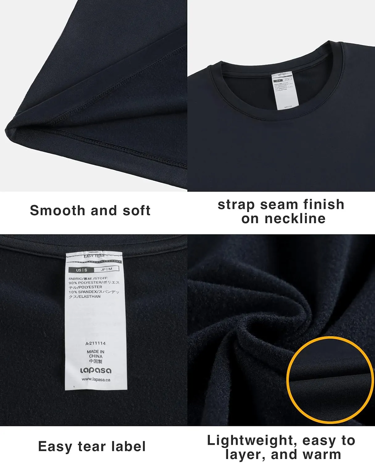 LAPASA Men's Thermal Underwear Top Crewneck Long Sleeve Shirt Base Layer Lightweight Midweight Heavyweight Winter M09/M26/M55