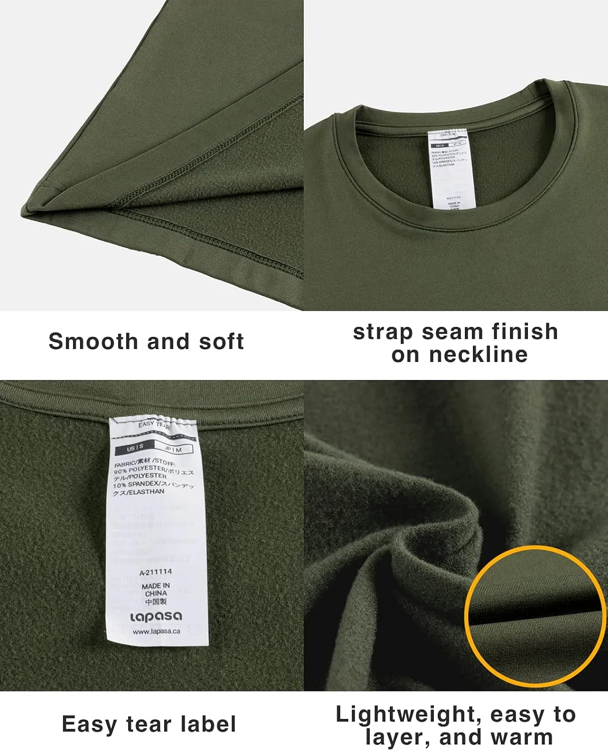 LAPASA Men's Thermal Underwear Top Crewneck Long Sleeve Shirt Base Layer Lightweight Midweight Heavyweight Winter M09/M26/M55