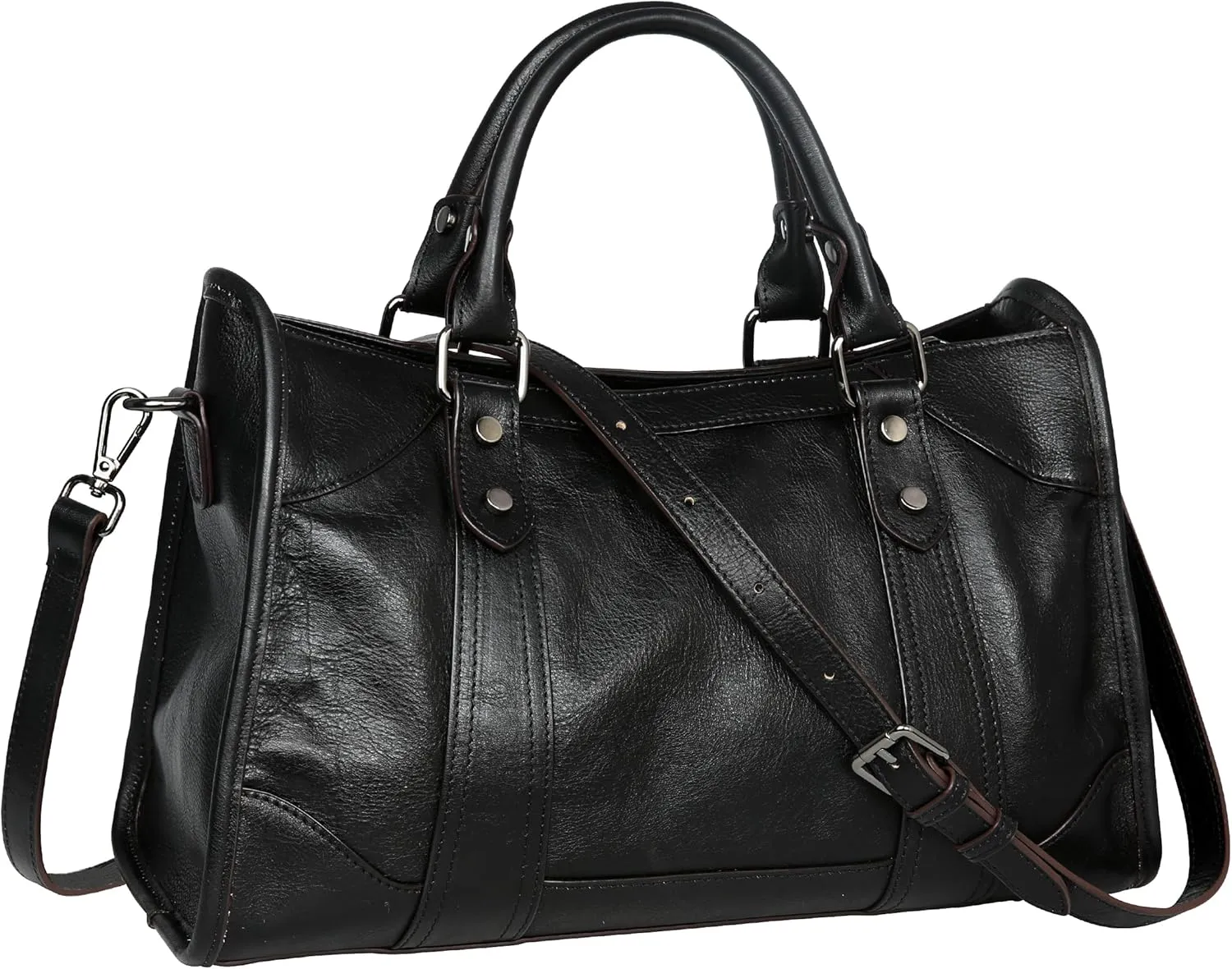 Large Leather Crossbody Bag for Women - Stylish Tote Satchel Handbag in Coffee Color
