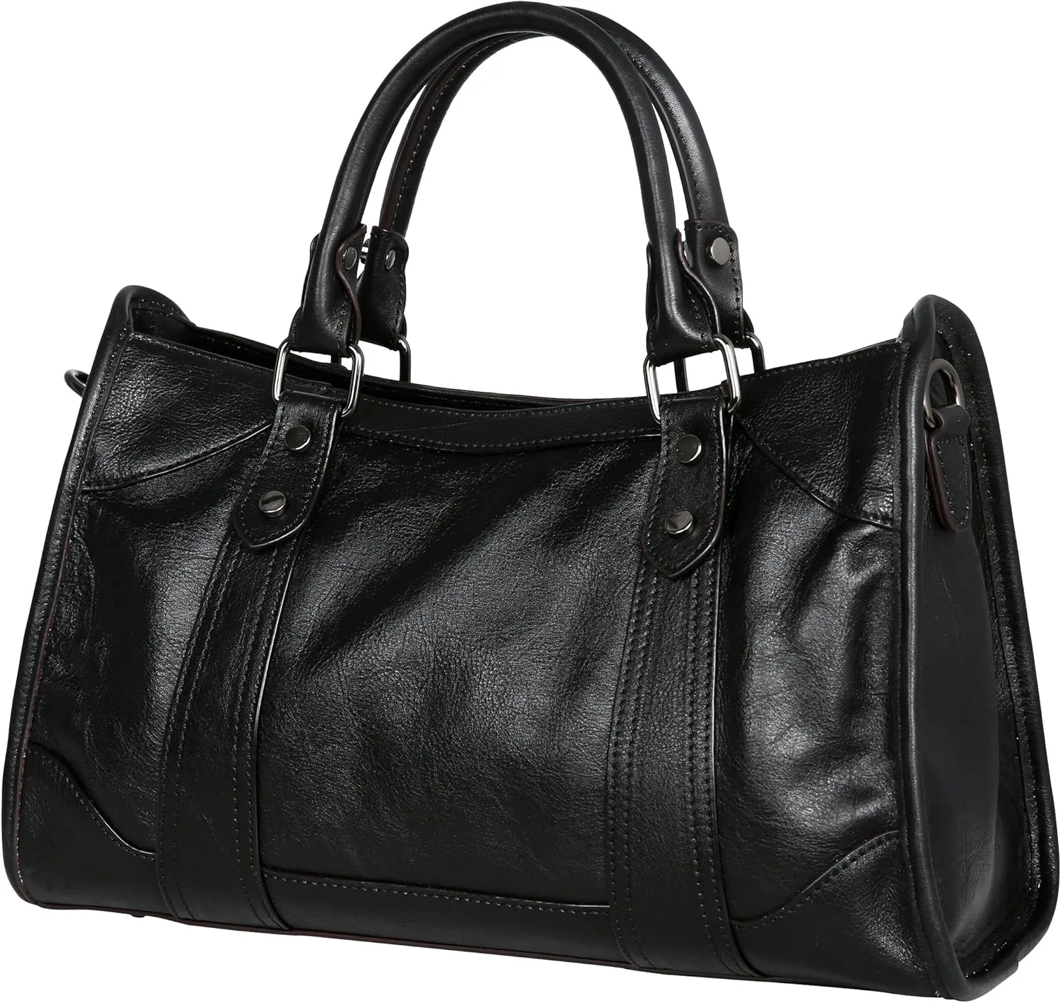 Large Leather Crossbody Bag for Women - Stylish Tote Satchel Handbag in Coffee Color
