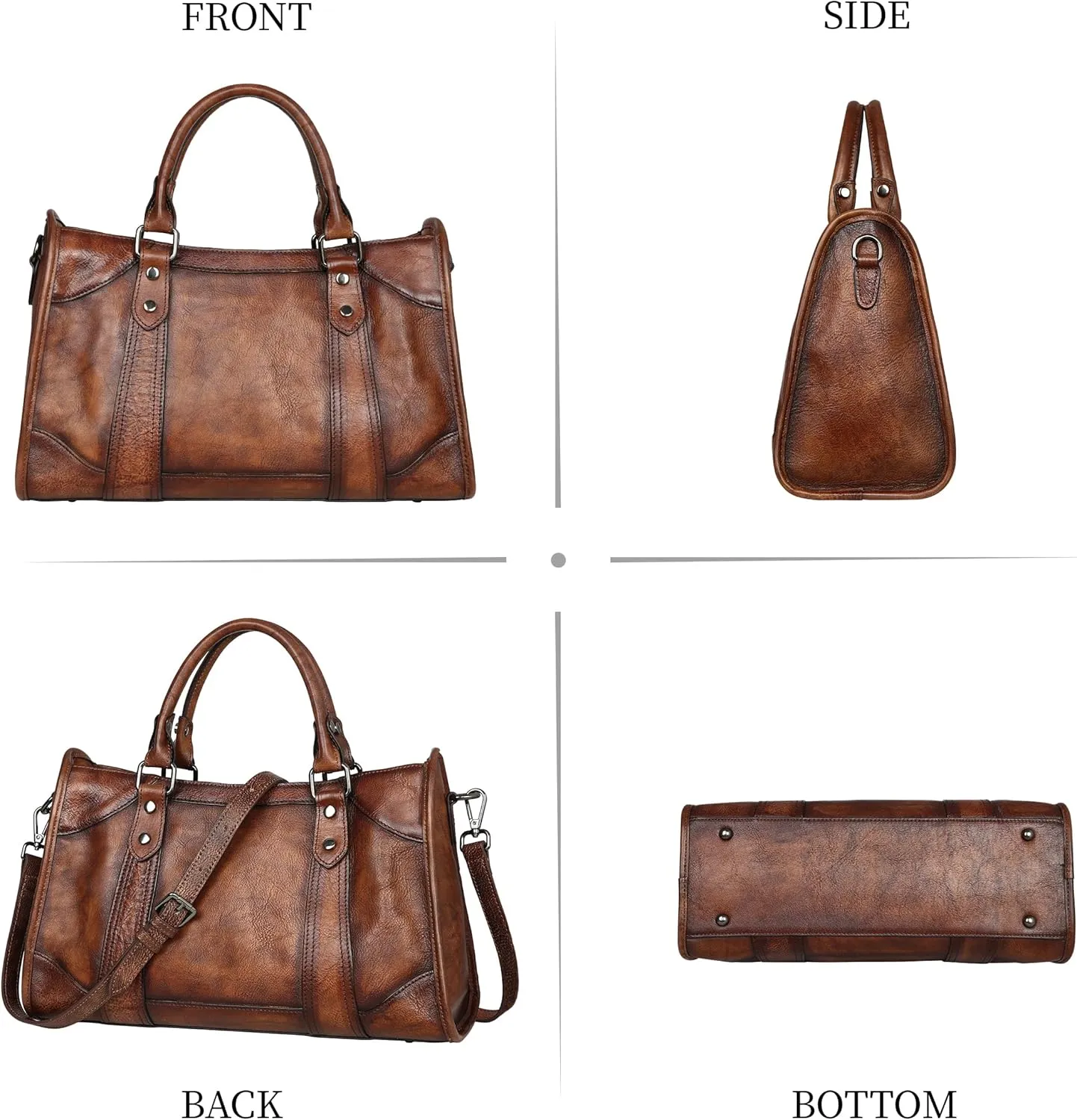 Large Leather Crossbody Bag for Women - Stylish Tote Satchel Handbag in Coffee Color
