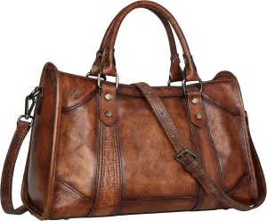 Large Leather Crossbody Bag for Women - Stylish Tote Satchel Handbag in Coffee Color