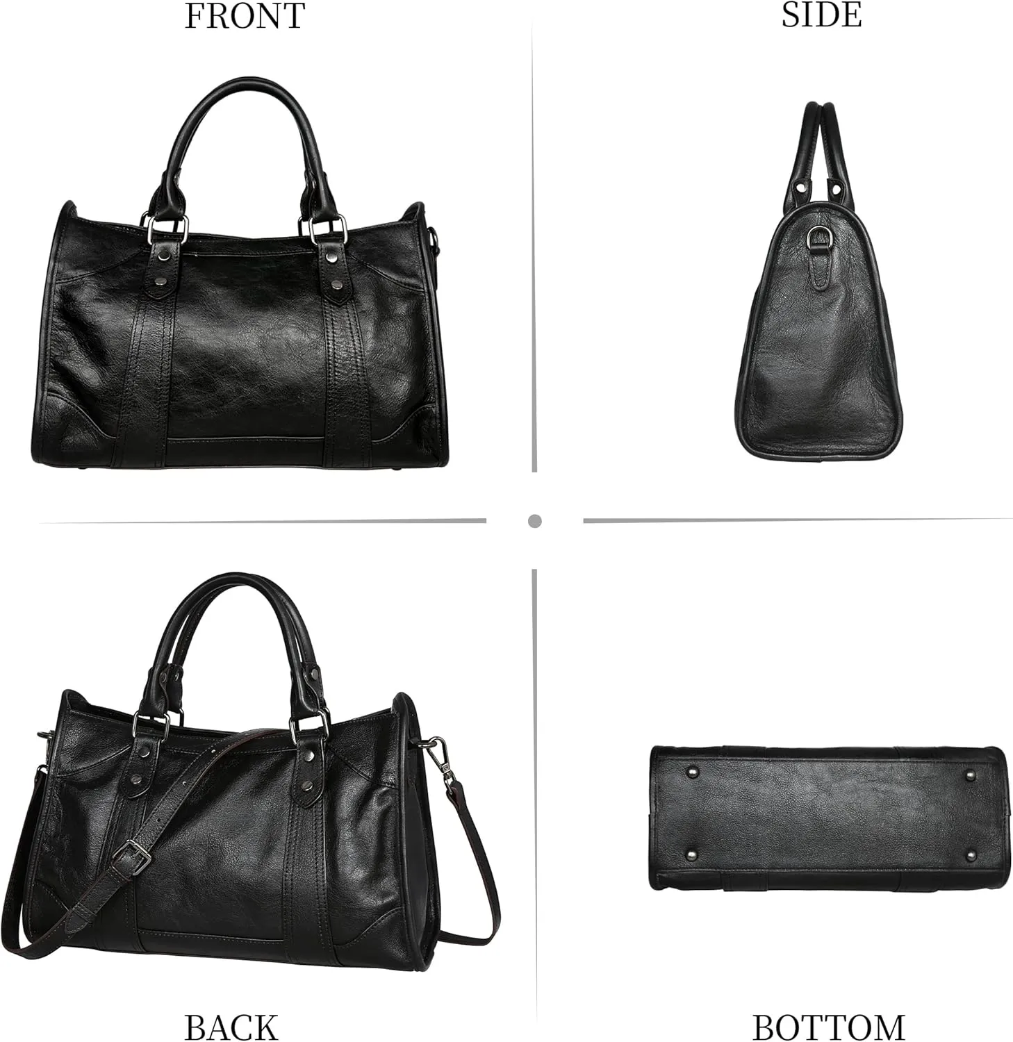 Large Leather Crossbody Bag for Women - Stylish Tote Satchel Handbag in Coffee Color