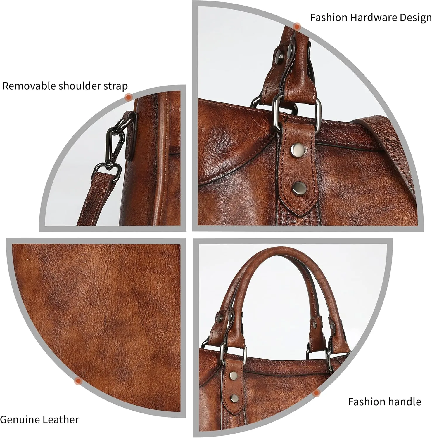 Large Leather Crossbody Bag for Women - Stylish Tote Satchel Handbag in Coffee Color