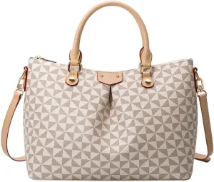 Large Plaid Tote Bag for Women - Stylish Handbag, Satchel, and Crossbody Purse in White