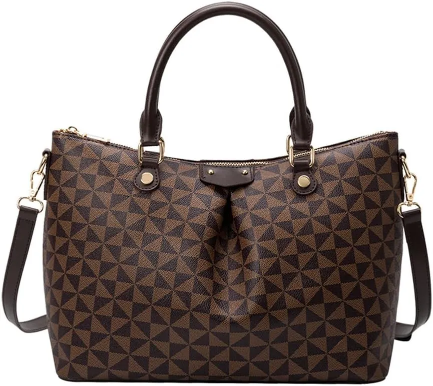 Large Plaid Tote Bag for Women - Stylish Handbag, Satchel, and Crossbody Purse in White