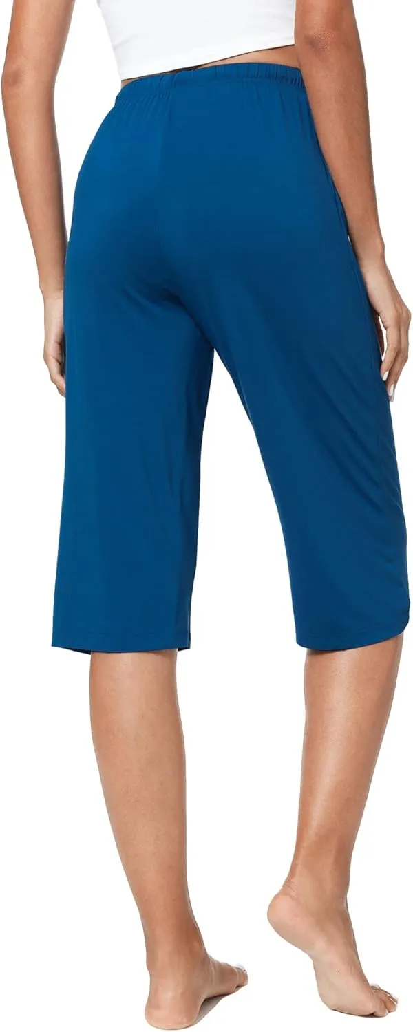 LazyCozy Capri Pajama Pants for Women - Viscose Made from Bamboo, Soft Lounge Pants Pj Bottoms Lightweight Sleepwear