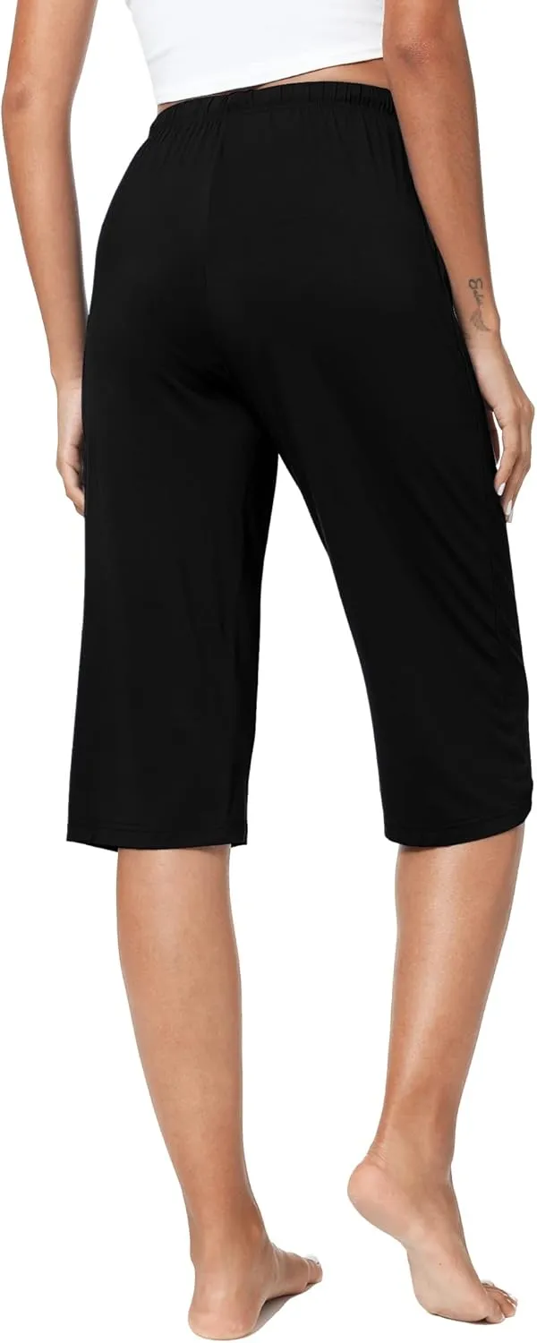 LazyCozy Capri Pajama Pants for Women - Viscose Made from Bamboo, Soft Lounge Pants Pj Bottoms Lightweight Sleepwear