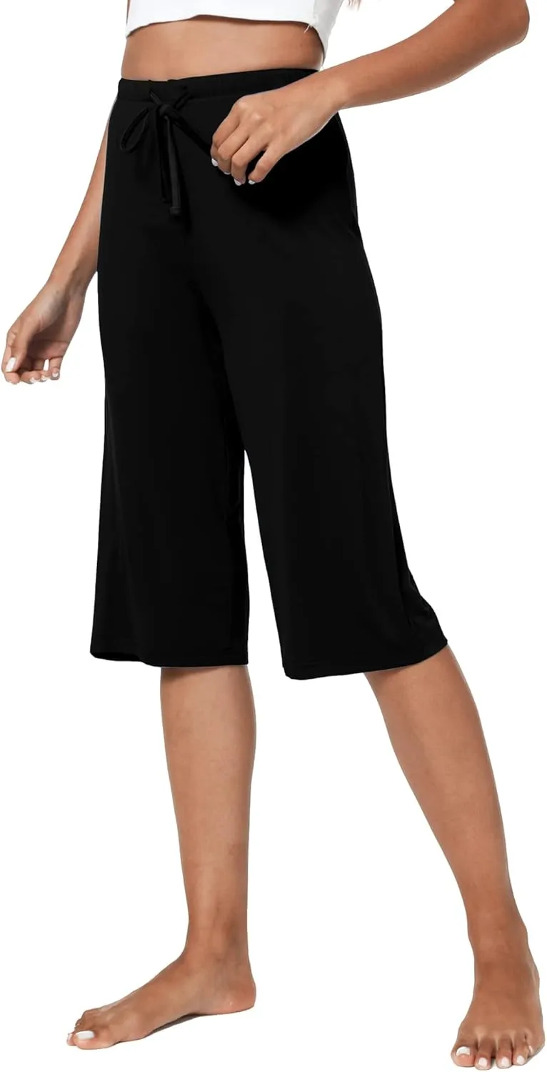 LazyCozy Capri Pajama Pants for Women - Viscose Made from Bamboo, Soft Lounge Pants Pj Bottoms Lightweight Sleepwear