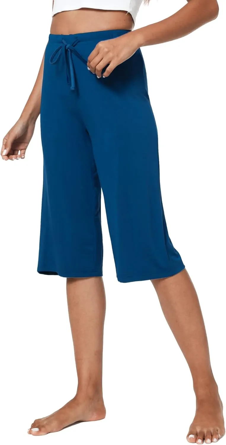 LazyCozy Capri Pajama Pants for Women - Viscose Made from Bamboo, Soft Lounge Pants Pj Bottoms Lightweight Sleepwear