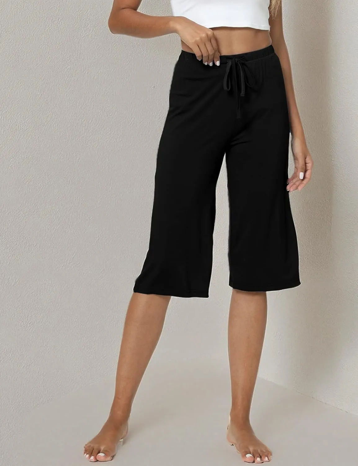 LazyCozy Capri Pajama Pants for Women - Viscose Made from Bamboo, Soft Lounge Pants Pj Bottoms Lightweight Sleepwear