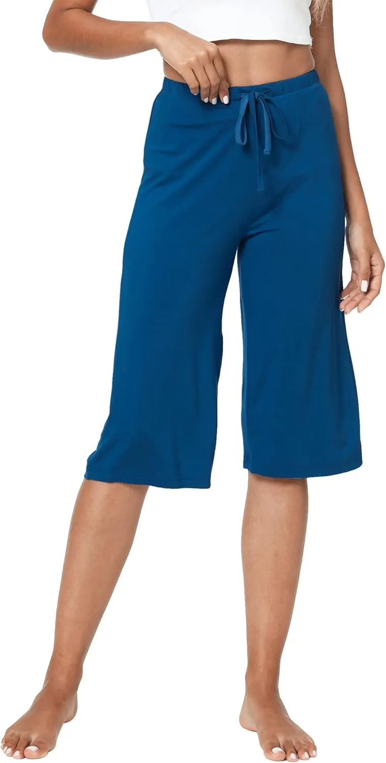 LazyCozy Capri Pajama Pants for Women - Viscose Made from Bamboo, Soft Lounge Pants Pj Bottoms Lightweight Sleepwear