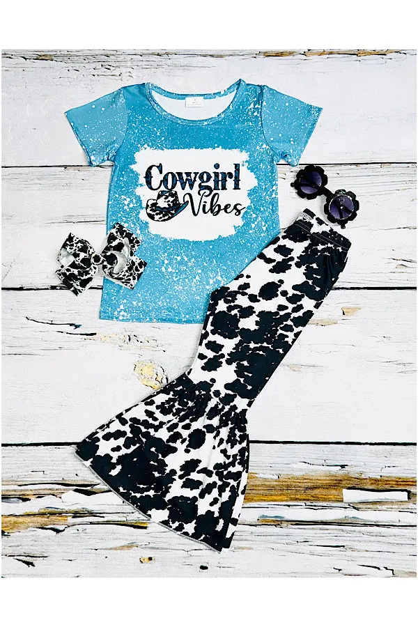 LC0015 Turquoise "COWGIRL VIBES" 2pc short sleeve set