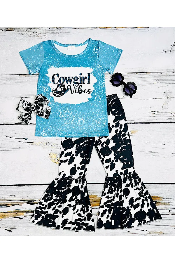 LC0015 Turquoise "COWGIRL VIBES" 2pc short sleeve set