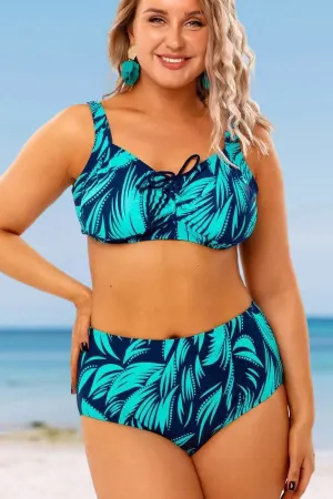 Leaf Print Stylish Tie Back Bikini